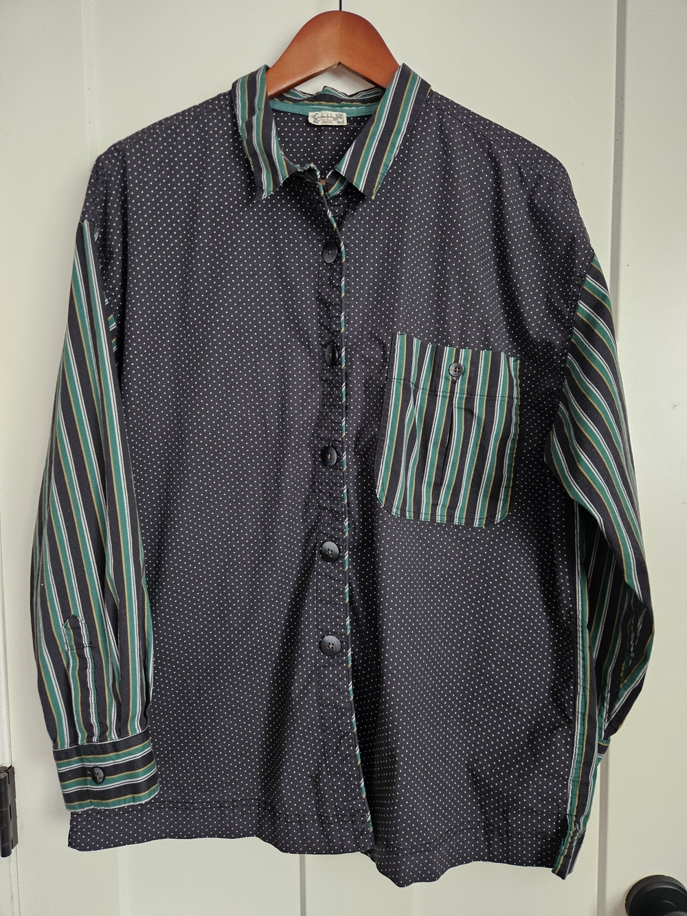 Intimately Free People Oversized Polka Dot Stripe Pajama Shirt Medium